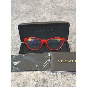 Versace Women's Red Cat-Eye Optical Glasses with Gold Accent